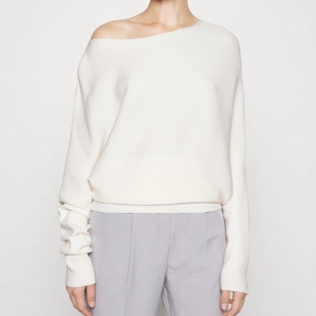 Banana Replublic Serene Boat Neck Sweater White Metallic L Large Euc $90 Kl